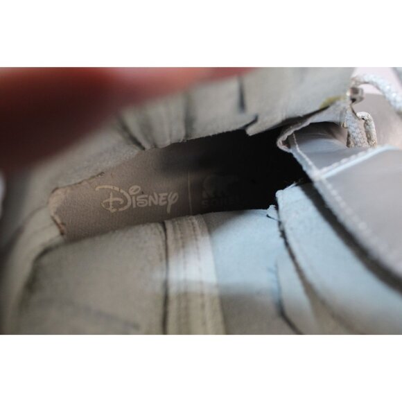 Sorel Disney Frozen Youth Ankle Boots Girls 3 Silver Leather Lace Up Wedge Heel - Picture 9 of 12